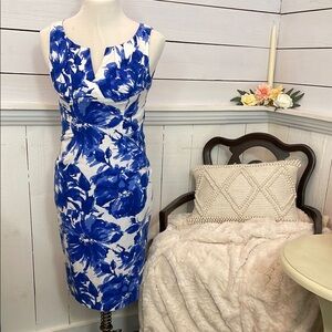 Adrianna papell Floral Blue and White Easter Dress
